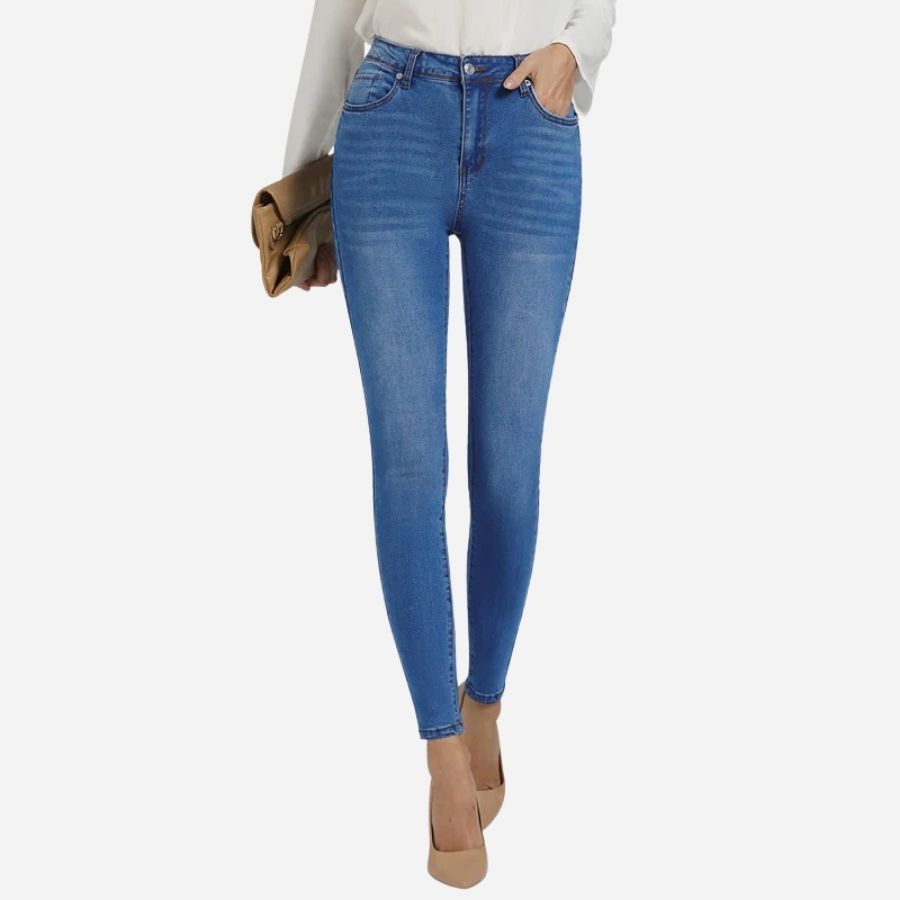 Skinny jeans women high waist high rise trousers denim pants, front view