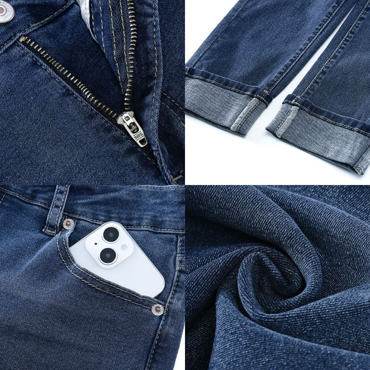 Skinny jeans for women high waisted fold hem stretchy denim pants details