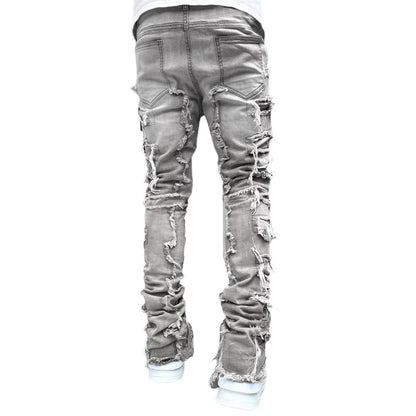 Stacked Jeans Men‘s Destroyed Skinny Jeans Y2K Goth Harajuku Hip Hop Denim