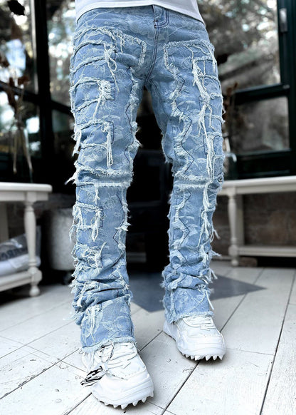 Stacked Jeans Men‘s Destroyed Skinny Jeans Y2K Goth Harajuku Hip Hop Denim