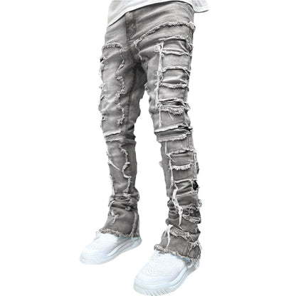 Stacked Jeans Men‘s Destroyed Skinny Jeans Y2K Goth Harajuku Hip Hop Denim