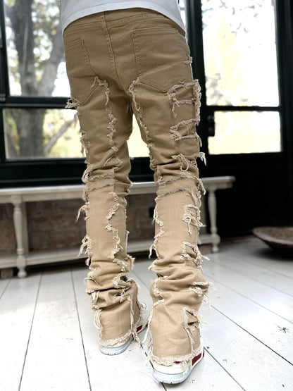 Stacked Jeans Men‘s Destroyed Skinny Jeans Y2K Goth Harajuku Hip Hop Denim