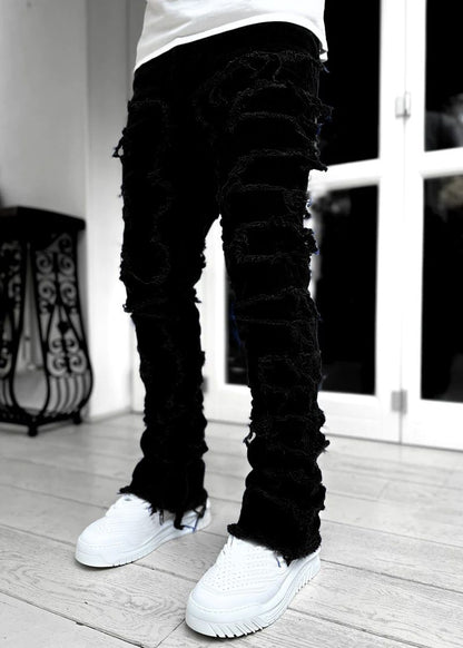 Stacked Jeans Men‘s Destroyed Skinny Jeans Y2K Goth Harajuku Hip Hop Denim