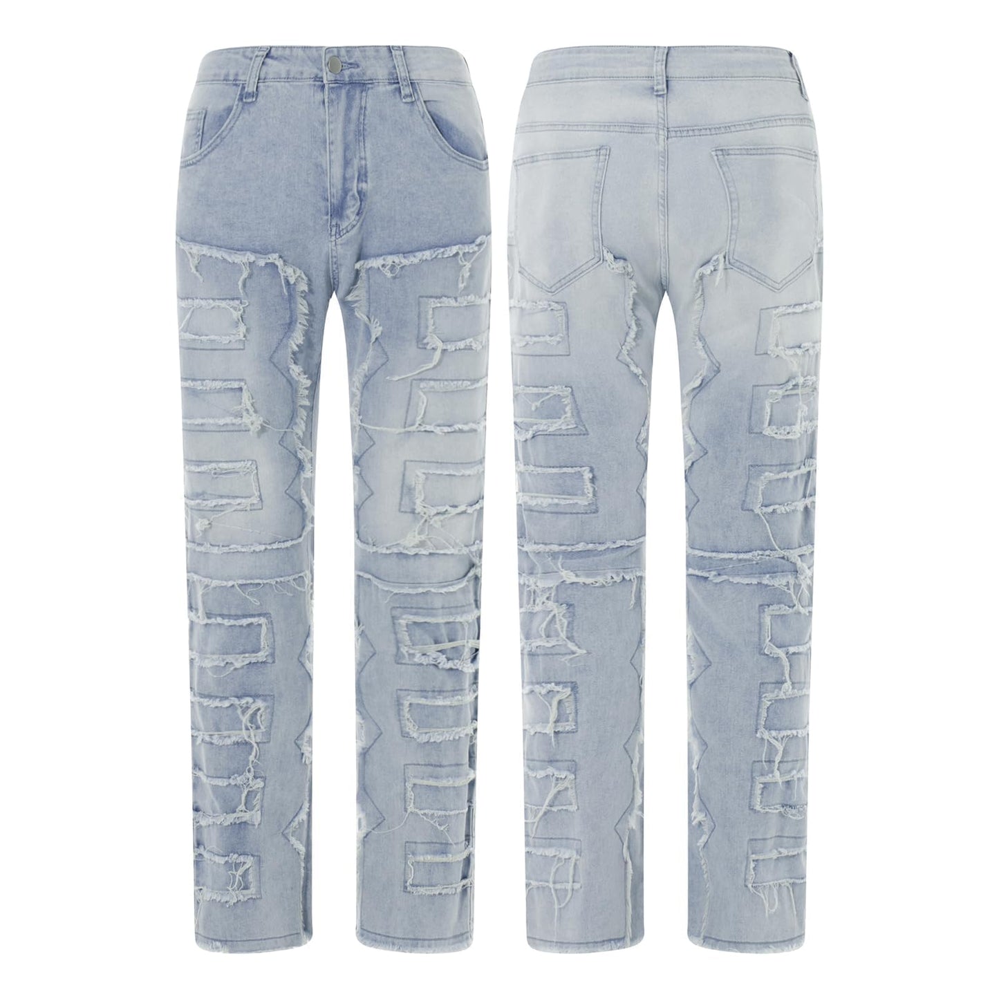 Stacked jeans men‘s skinny denim pants in blue