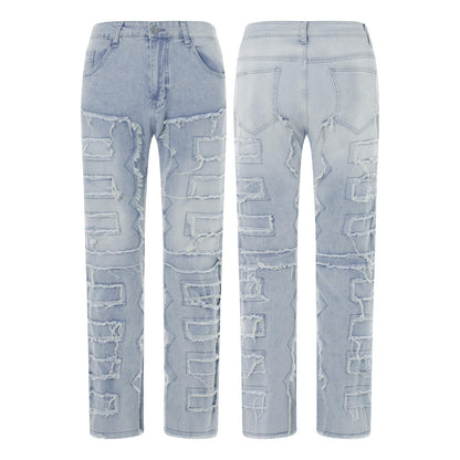 Stacked jeans men‘s skinny denim pants in blue