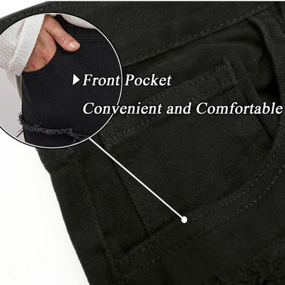 Stacked jeans men‘s skinny denim pants in black, pocket details view