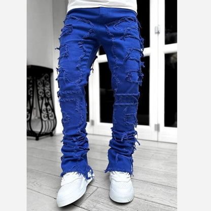 Stacked jeans men‘s skinny denim pants in navy, front view