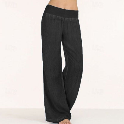Women Wide Leg Jeans High Waisted Pants Trousers Loose Denim Sweatpants