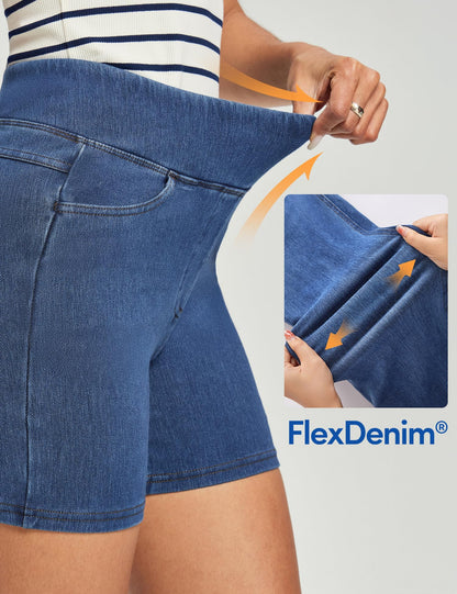Stretchy Jean Shorts for Women High Waisted Pull On Jorts Denim Shorts