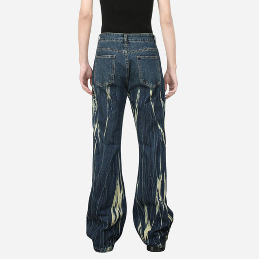 Tie Dye Hip Hop Wide Leg Jeans Streetwear Y2K Men's Baggy Flared Denim Pants