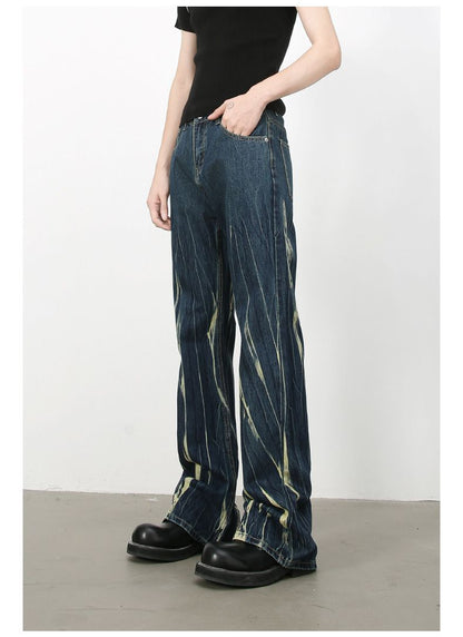 Tie Dye Hip Hop Wide Leg Jeans Streetwear Y2K Men's Baggy Flared Denim Pants