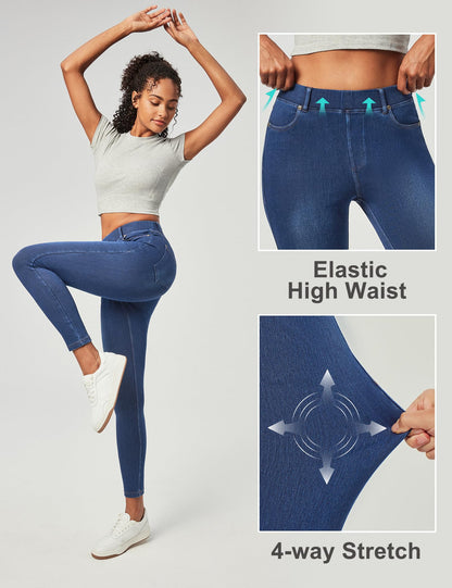 Tummy Control Stretchy Jeans Women High Waisted Pull on Denim Leggings