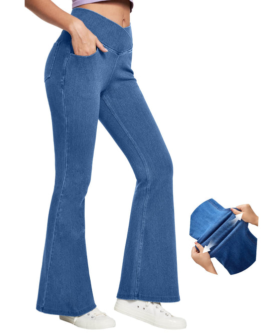 Bell Bottom Jeans Women High Waisted Flare Jeans Leggings Pants