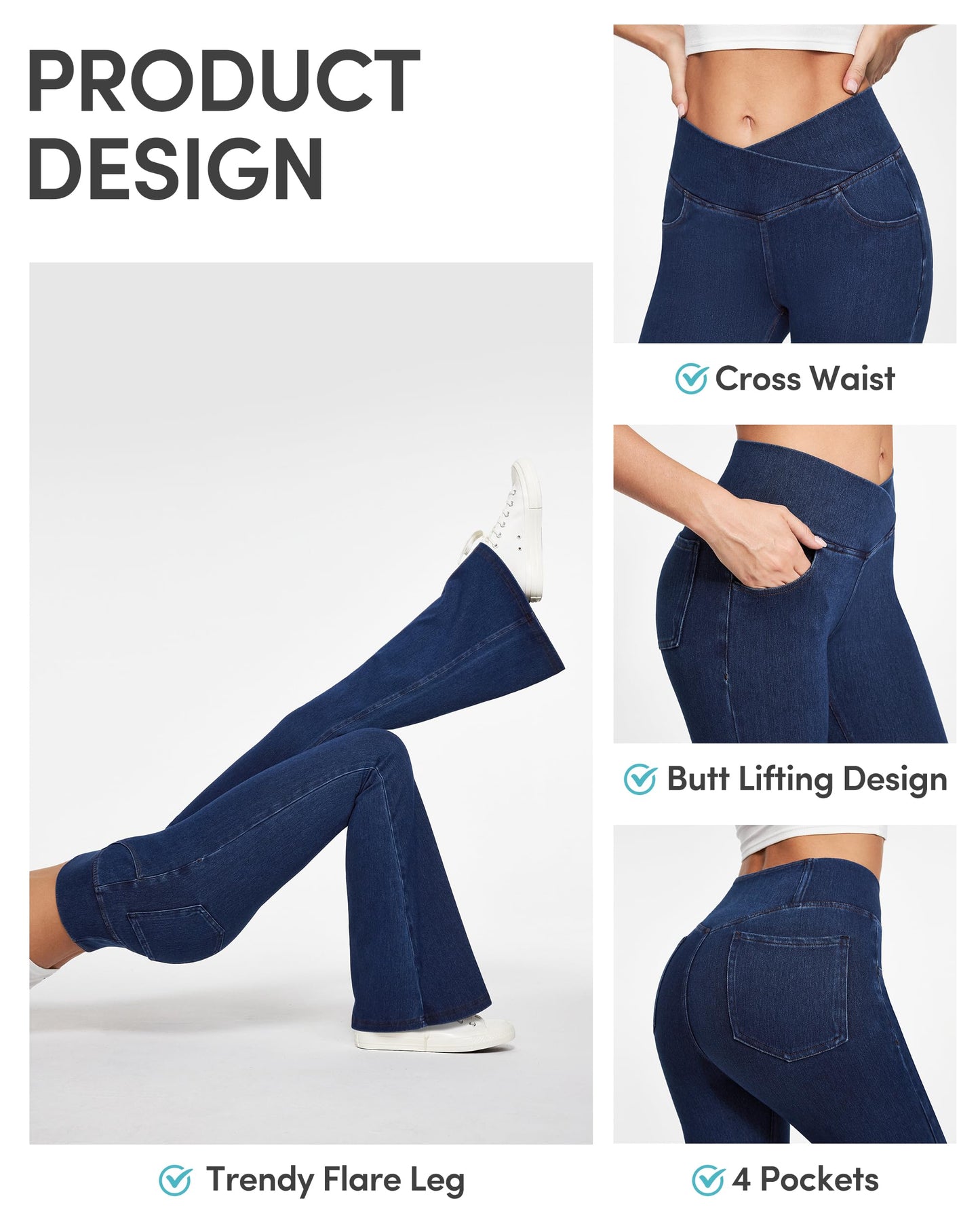Bell Bottom Jeans Women High Waisted Flare Jeans Leggings Pants