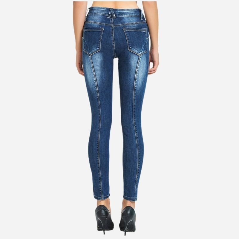Women Cropped Skinny Jeans, back view