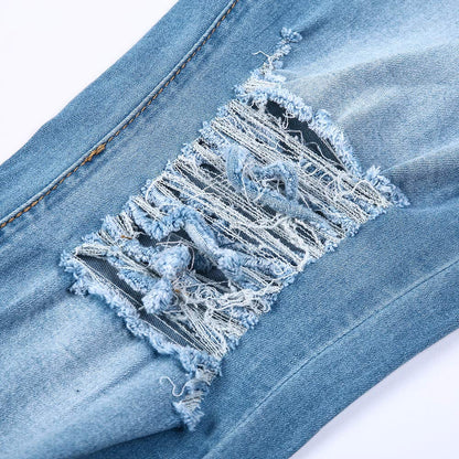 Women Skinny Ripped Jeans Stretch Distressed Destroyed Denim Pants
