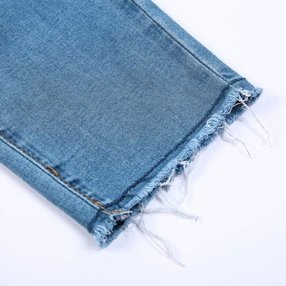 Women Skinny Ripped Jeans Stretch Distressed Destroyed Denim Pants