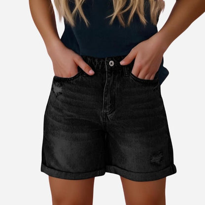 Women Mid Rise Ripped Denim Shorts Pants Butt Lifting Jean Shorts
