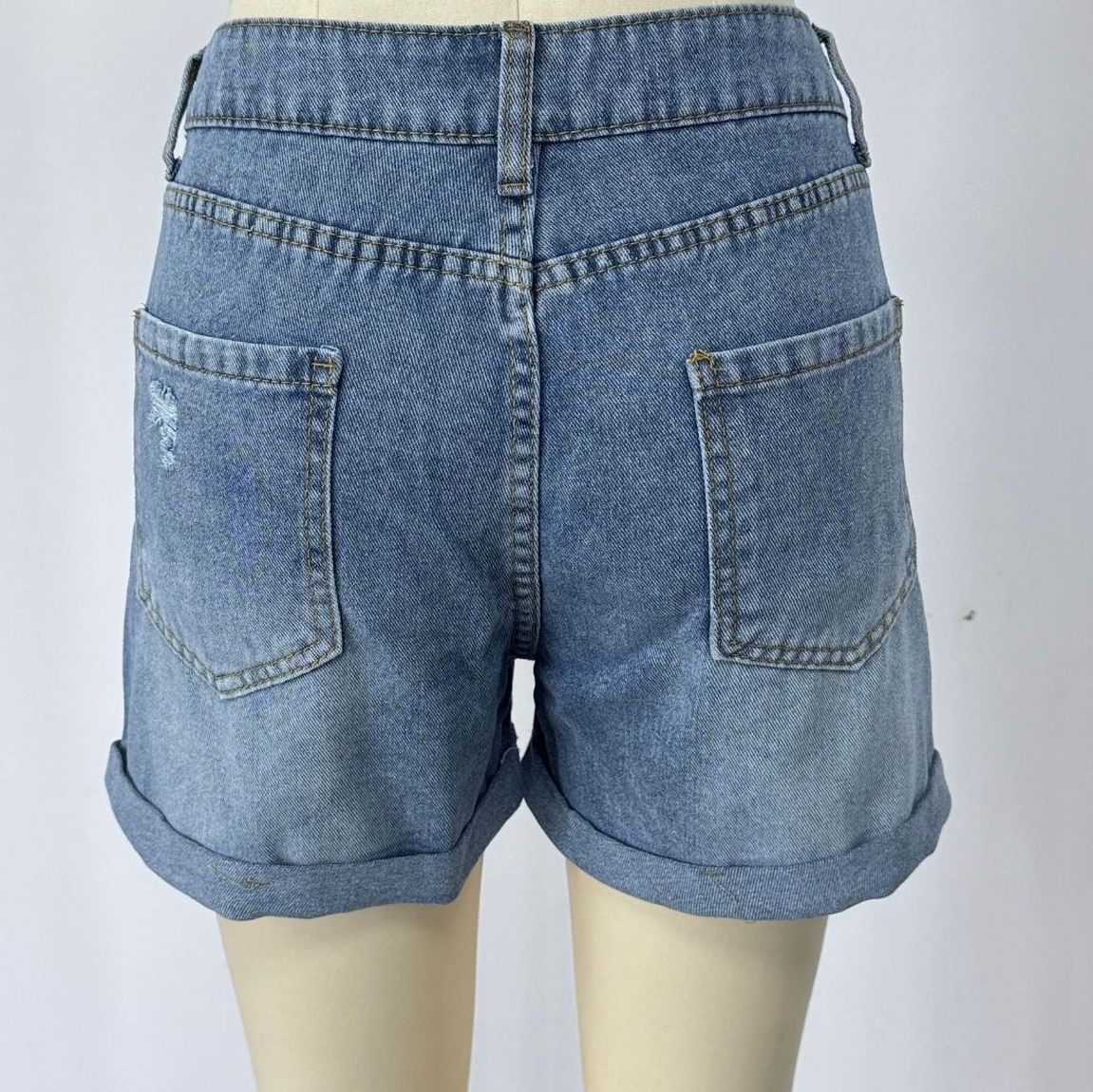 Women Mid Rise Ripped Denim Shorts Pants Butt Lifting Jean Shorts