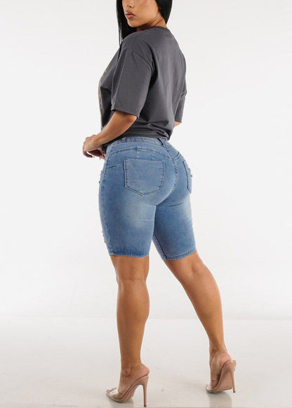Women Plus Size Denim Shorts High Waisted Ripped Distressed Jean Shorts