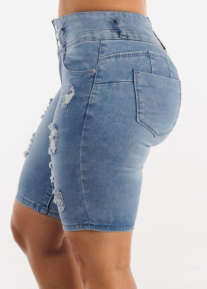 Women Plus Size Denim Shorts High Waisted Ripped Distressed Jean Shorts