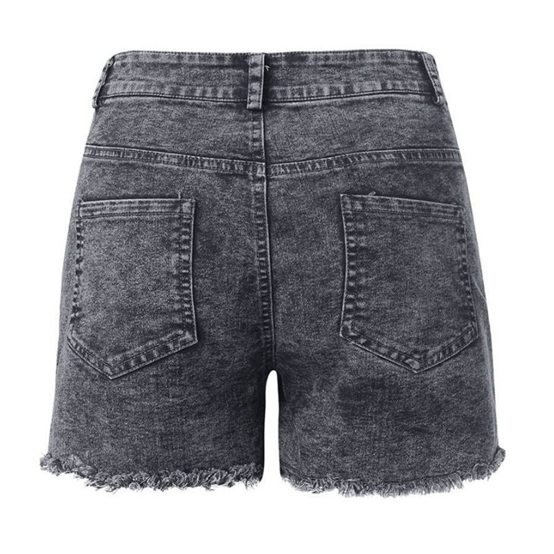 Women Plus Size Jean Shorts High Waisted Frayed Raw Hem Denim Pants