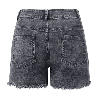 Women Plus Size Jean Shorts High Waisted Frayed Raw Hem Denim Pants