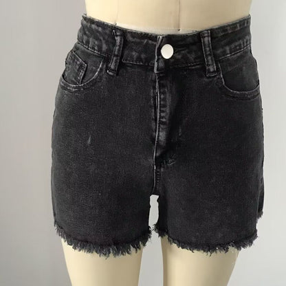 Women Plus Size Jean Shorts High Waisted Frayed Raw Hem Denim Pants