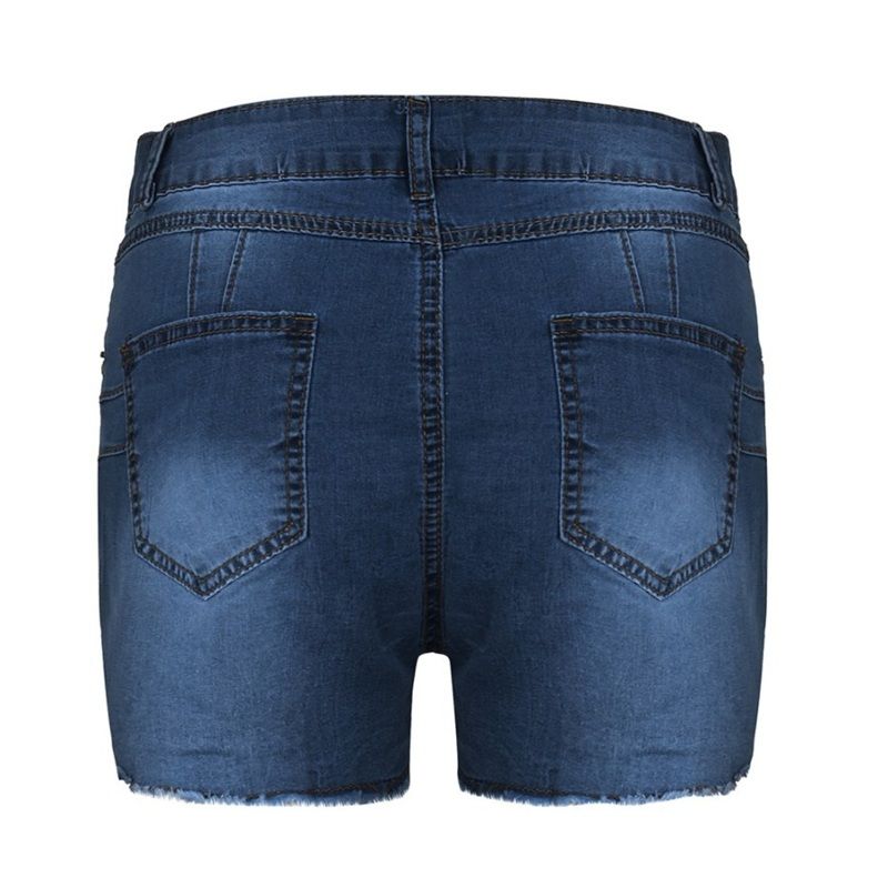 Women Plus Size Jean Shorts High Waisted Frayed Raw Hem Denim Pants