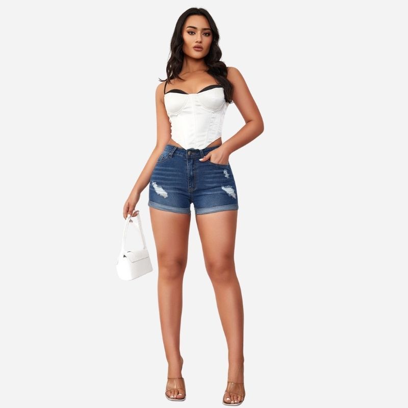 Women's ripped denim shorts