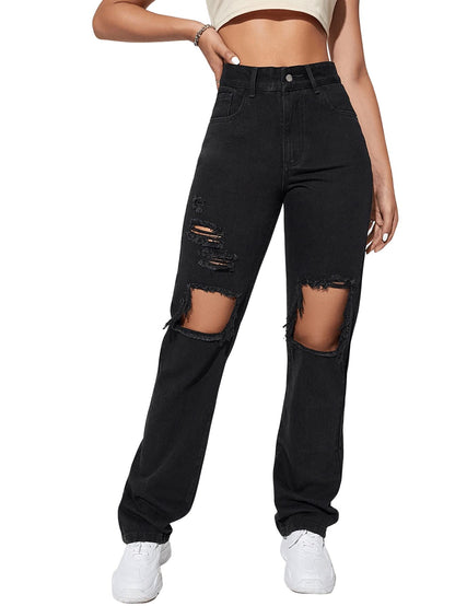 Women's Baggy Jeans Loose Ripped Denim Pants Distressed Wide Leg Jeans