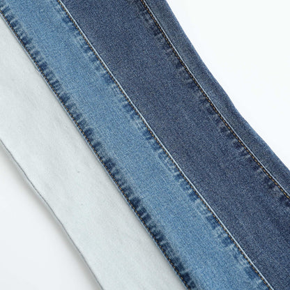 Women’s Color Block Patchwork Flare Jeans High Waisted Bell Bottom Raw Hem Denim Blue Color Details