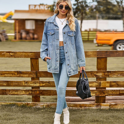 Women's denim jacket jean coat in light blue