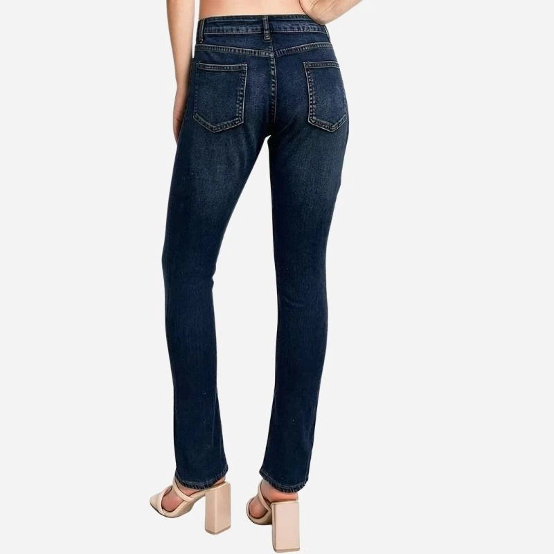 women's high waisted button fly skinny jeans, back view