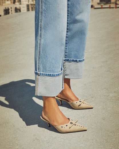 Women’s High Waisted Straight Leg Cuffed Jeans Vintage Casual Denim Pants