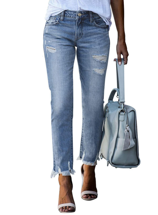 Women's Jeans High Waisted Stretchy Ripped Distressed Jean Pants