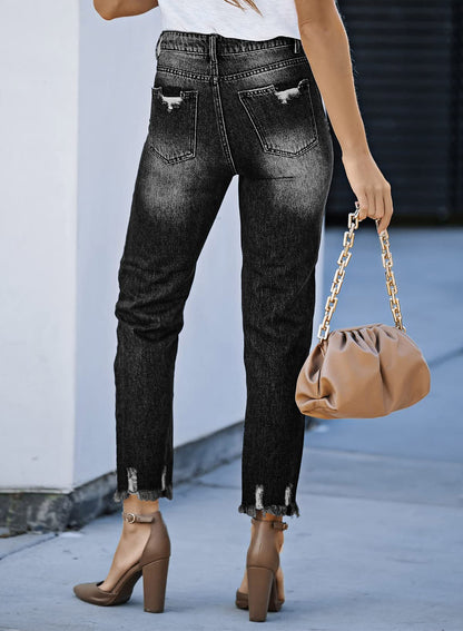 Women's Jeans High Waisted Stretchy Ripped Distressed Jean Pants