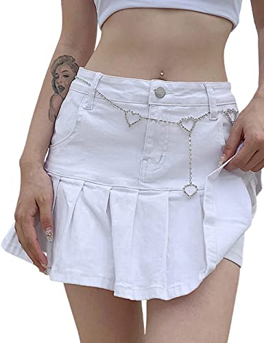 Women's Jeans Skirt Slim A-line Pleated Ruffle Short Mini Denim Skirts