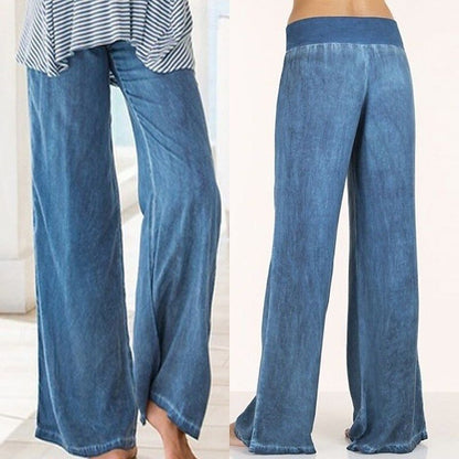 Women Wide Leg Jeans High Waisted Pants Trousers Loose Denim Sweatpants