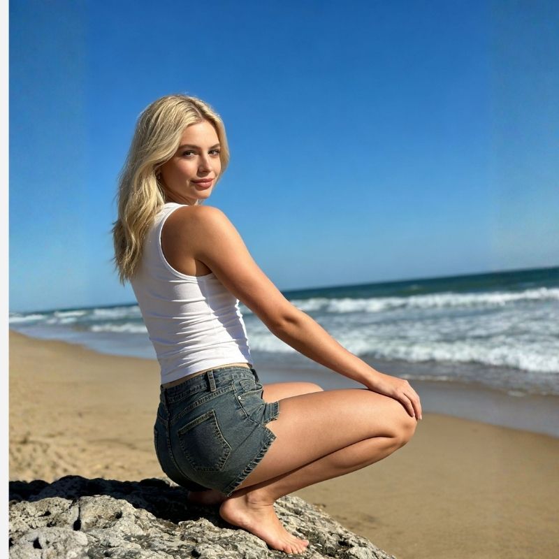 women's low rise denim shorts side slit jean shorts in dark blue, side view