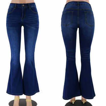 Women's Low Rise Flare Jeans Bootcut Denim Pants Slim Fit Stretch Trousers
