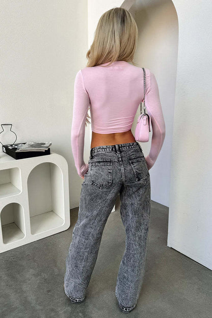 Women's Low Rise Jeans Trousers Straight Leg Loose Fit Casual Denim Pants
