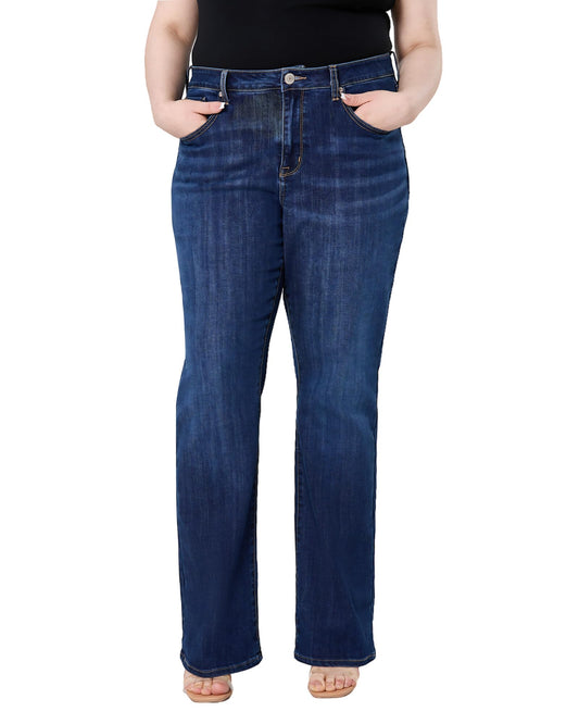 Women's Plus Size Bell Bottom Jeans Mid High Rise Flare Denim Pants
