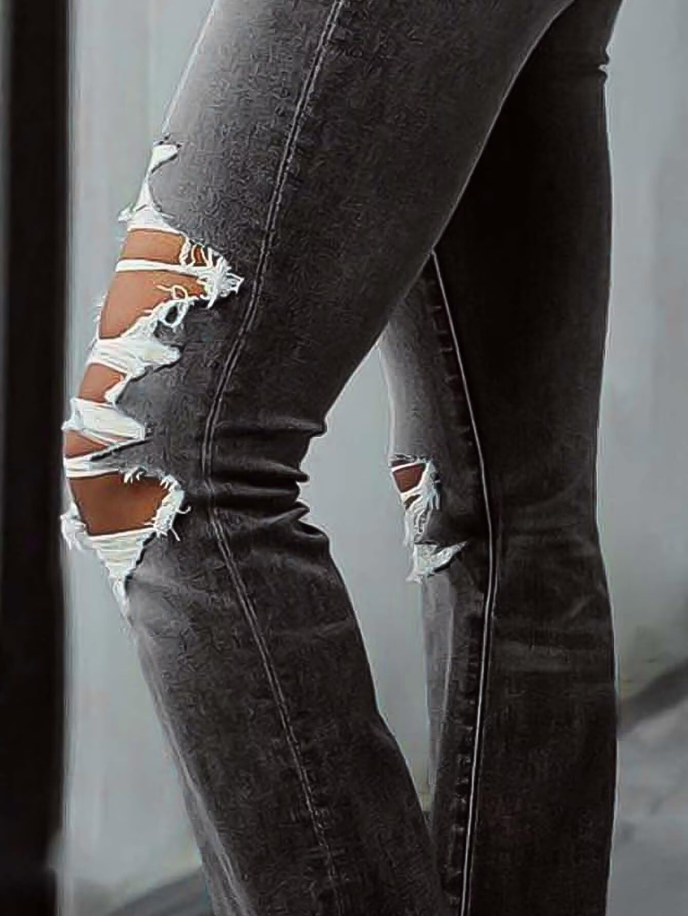 Women's Ripped Bell Bottom Jeans Bootcut Denim Flare Jeans Pants
