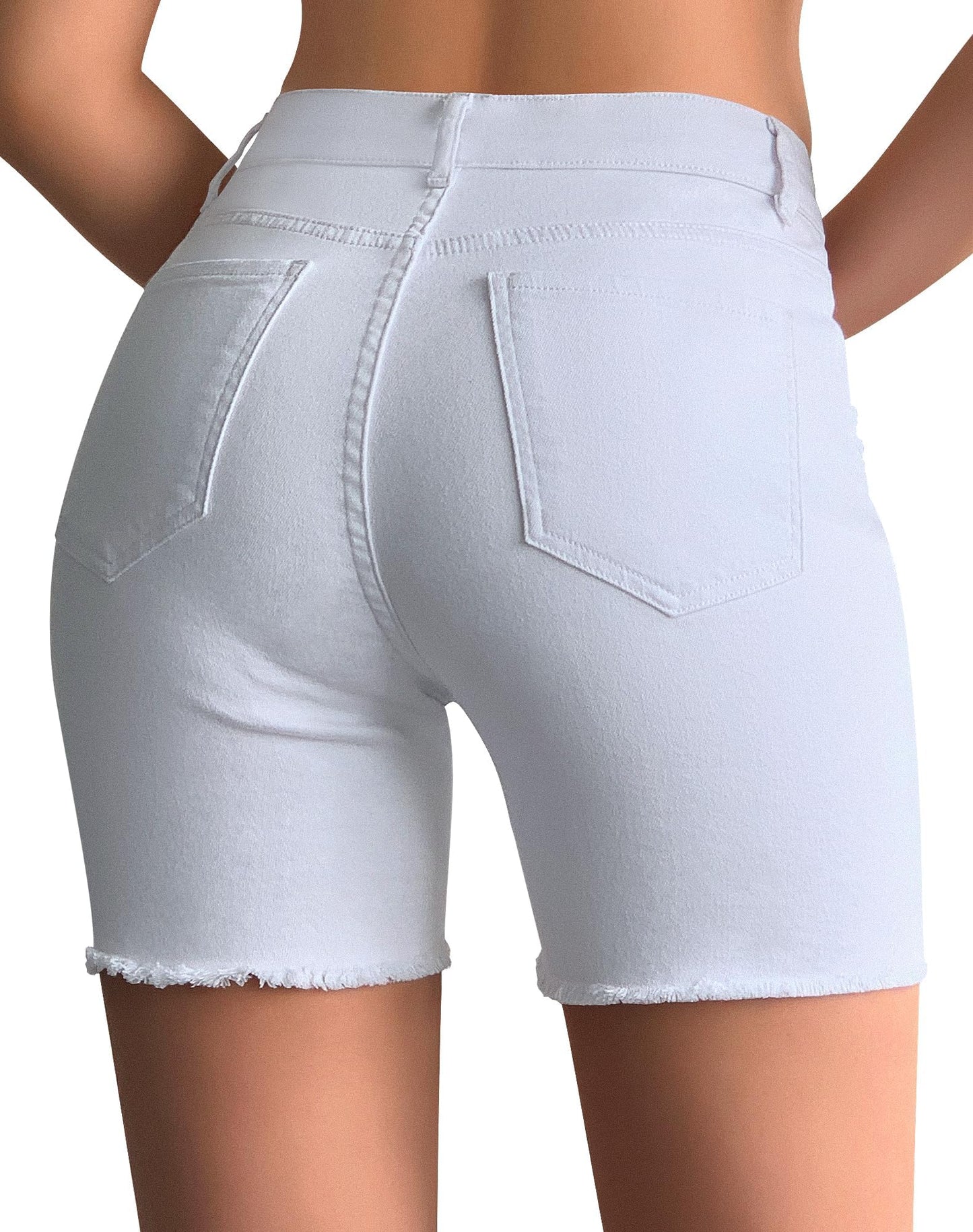 Women Ripped High Waisted Shorts Summer Distressed Denim Jean Shorts
