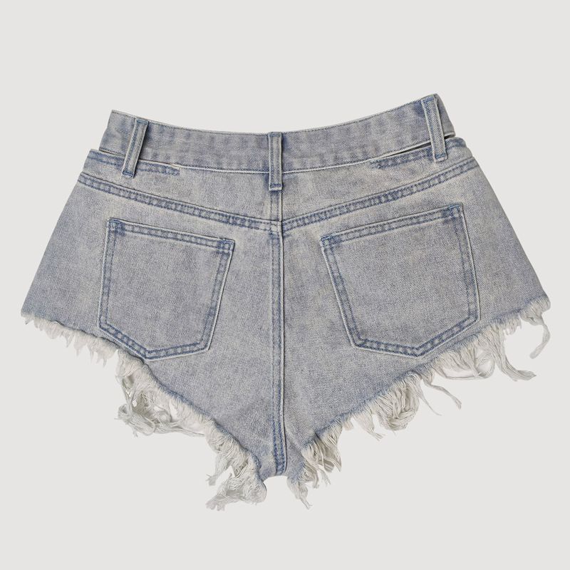 Women’s Studded & Rhinestone Denim Shorts Sexy Mid Rise Streetwear Jean Shorts