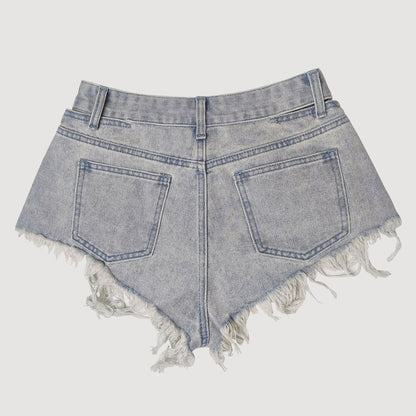 Women’s Studded & Rhinestone Denim Shorts Sexy Mid Rise Streetwear Jean Shorts