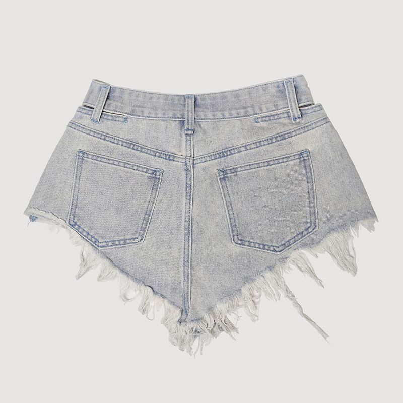 Women’s Studded & Rhinestone Denim Shorts Sexy Mid Rise Streetwear Jean Shorts