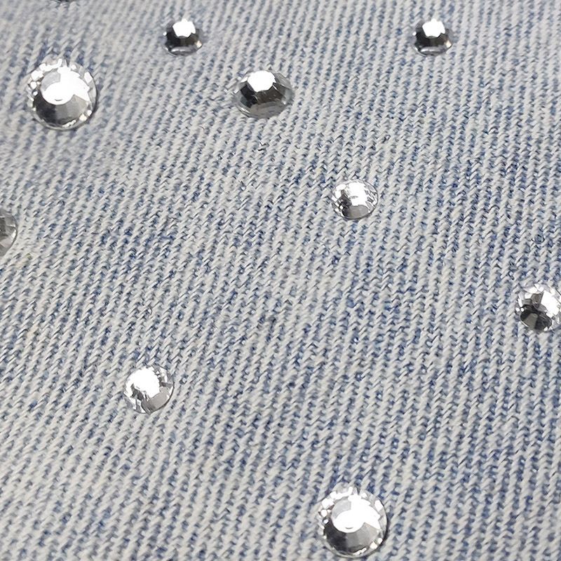 Women’s Studded & Rhinestone Denim Shorts Sexy Mid Rise Streetwear Jean Shorts