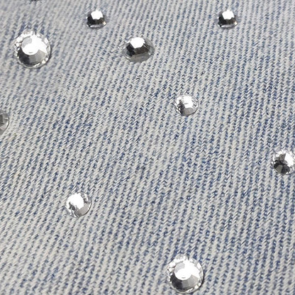 Women’s Studded & Rhinestone Denim Shorts Sexy Mid Rise Streetwear Jean Shorts